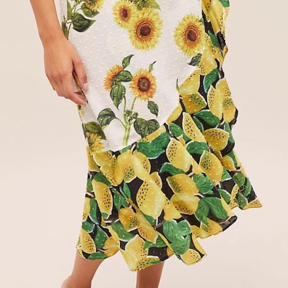 Anthropologie Farm Rio Sunflower Lemon Wrap Skirt - Picture 5 of 14
